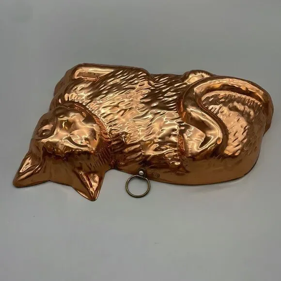 Vintage Copper Coated Cat Jelly Mold Wall Decor Kitsch - Picture 3 of 10